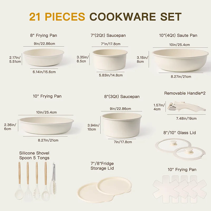 21 Piece Pots And Pans Set Non-Stick