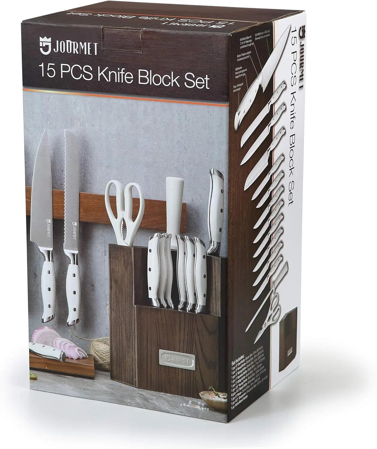 15PC Knife Block Set, High Carbon Stainless Steel Blade