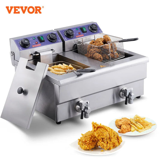 Commercial Electric Deep Fryer w/Dual Tanks