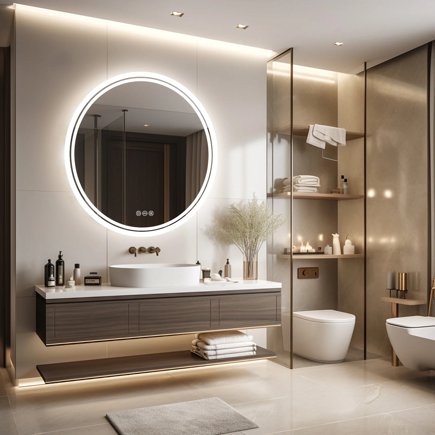 Bathroom Mirror With LED Lights Circle Backlit