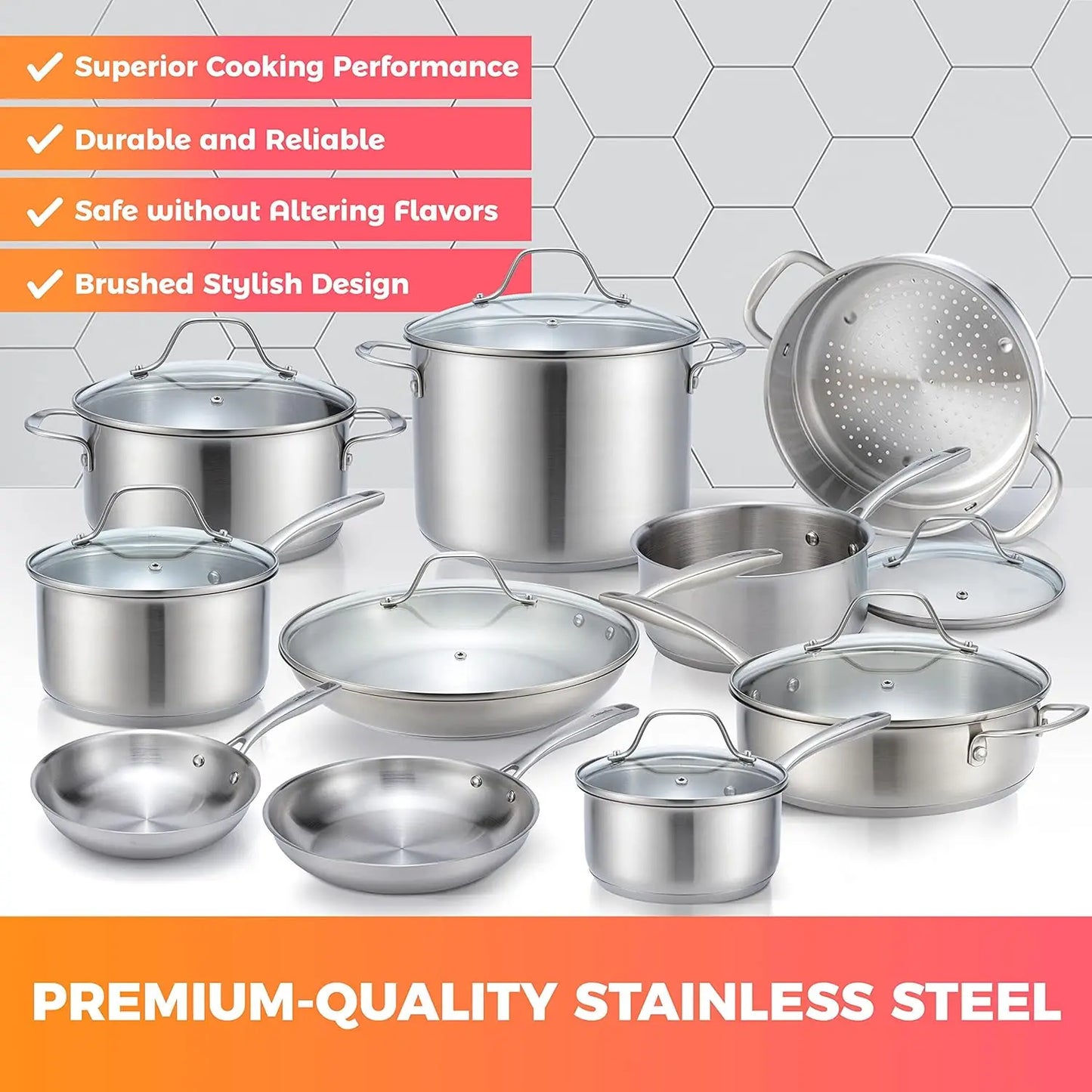 Pots and Pans Set 17-Piece Ultra-Clad