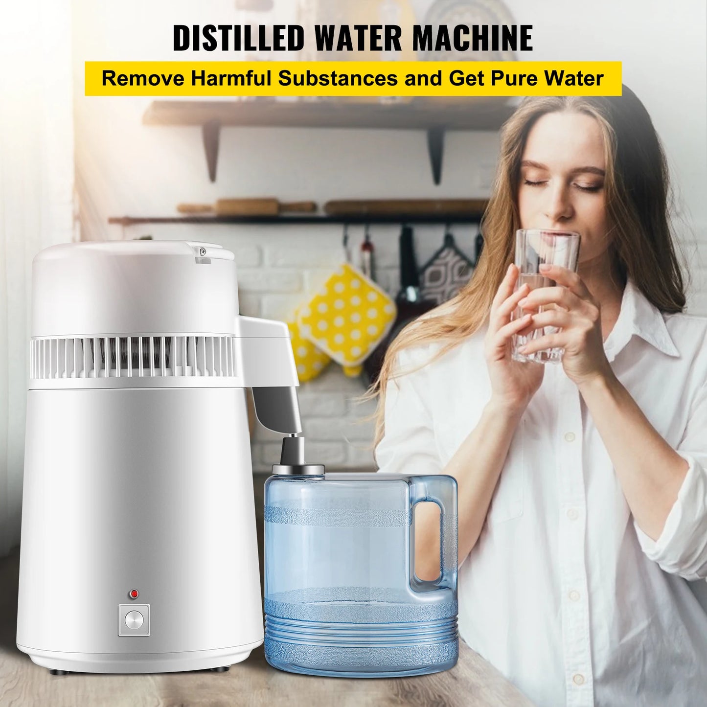 4L Water Distiller Purifier Filter Dispenser Heating Drinking