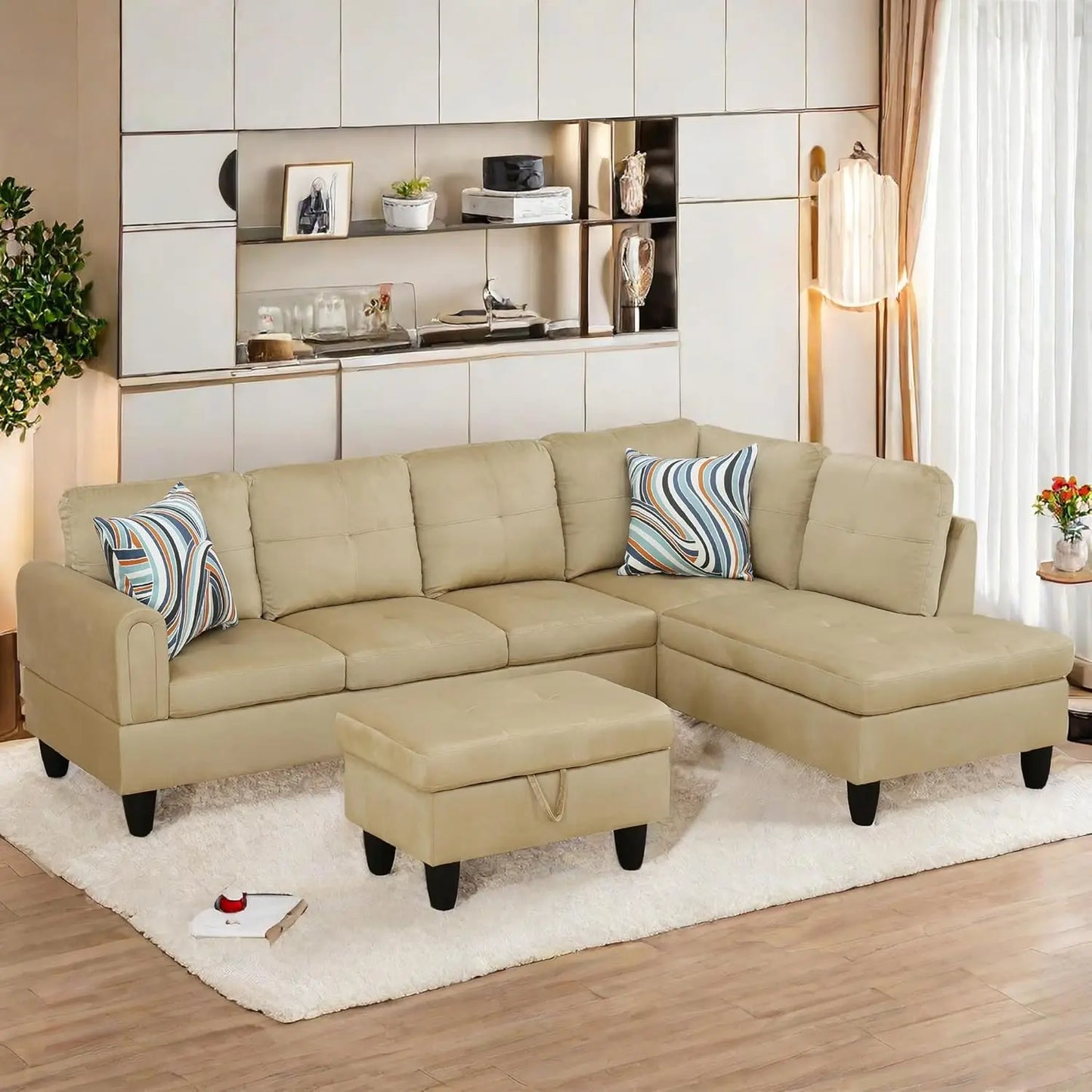 L Shaped Sofa With Ottoman Modern Sectional Couches