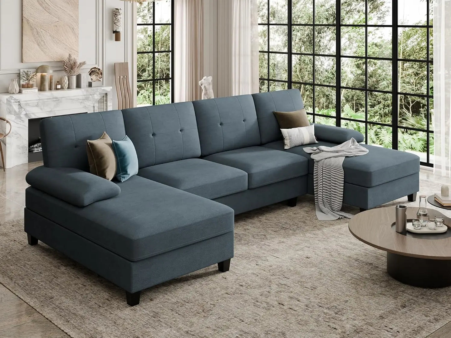 Sectional Sofa Couches For Living Room, 4 Seat