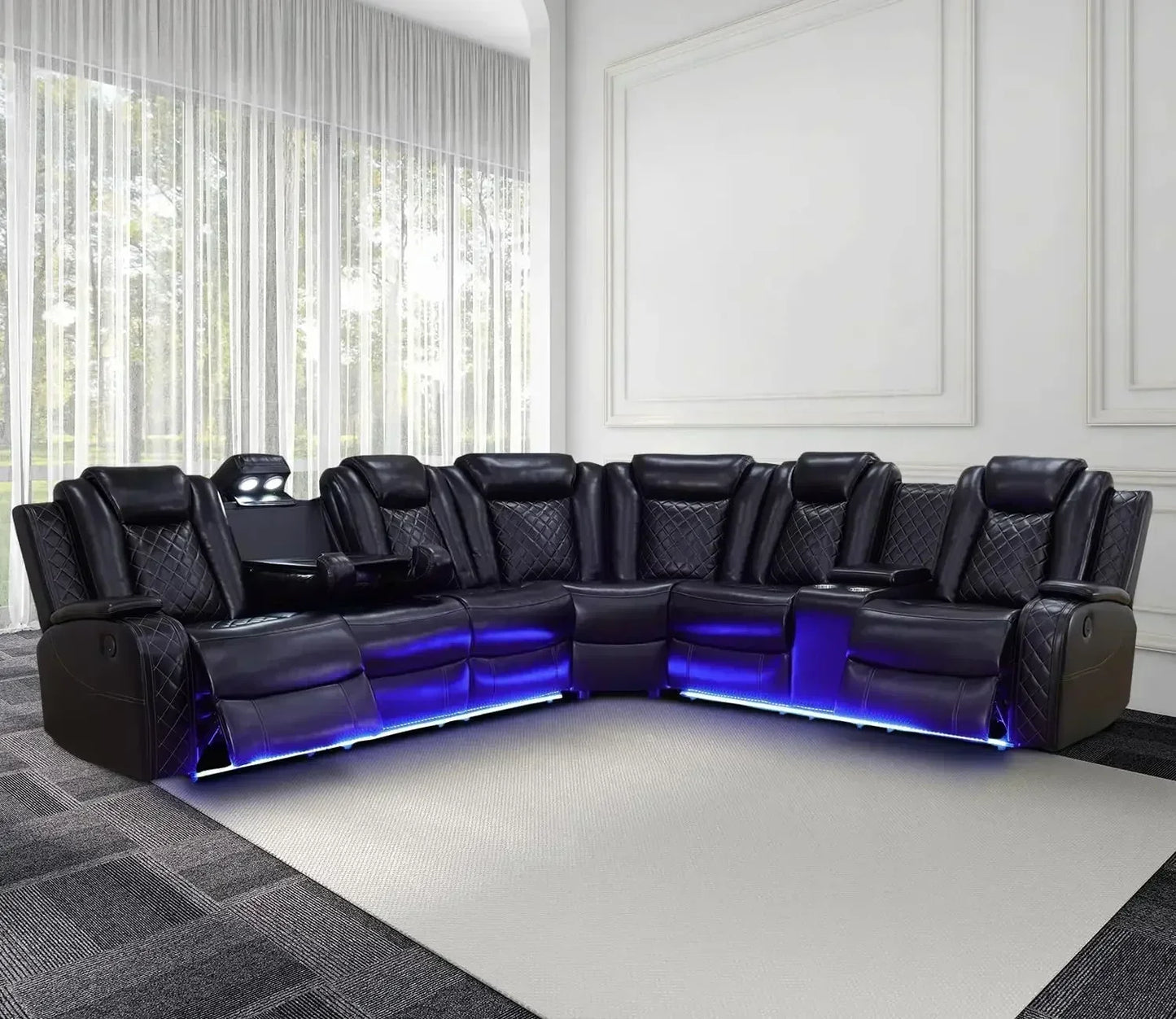 Power Recliner Sofa Sectional Couches With LED