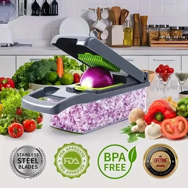 14/16 in 1 Multifunctional Vegetable Chopper Handle Food Grate