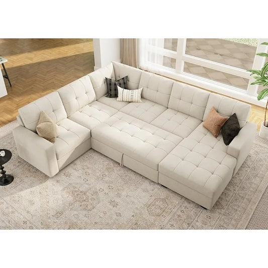 Sleeper Sectional Sofa with Pull Out Bed