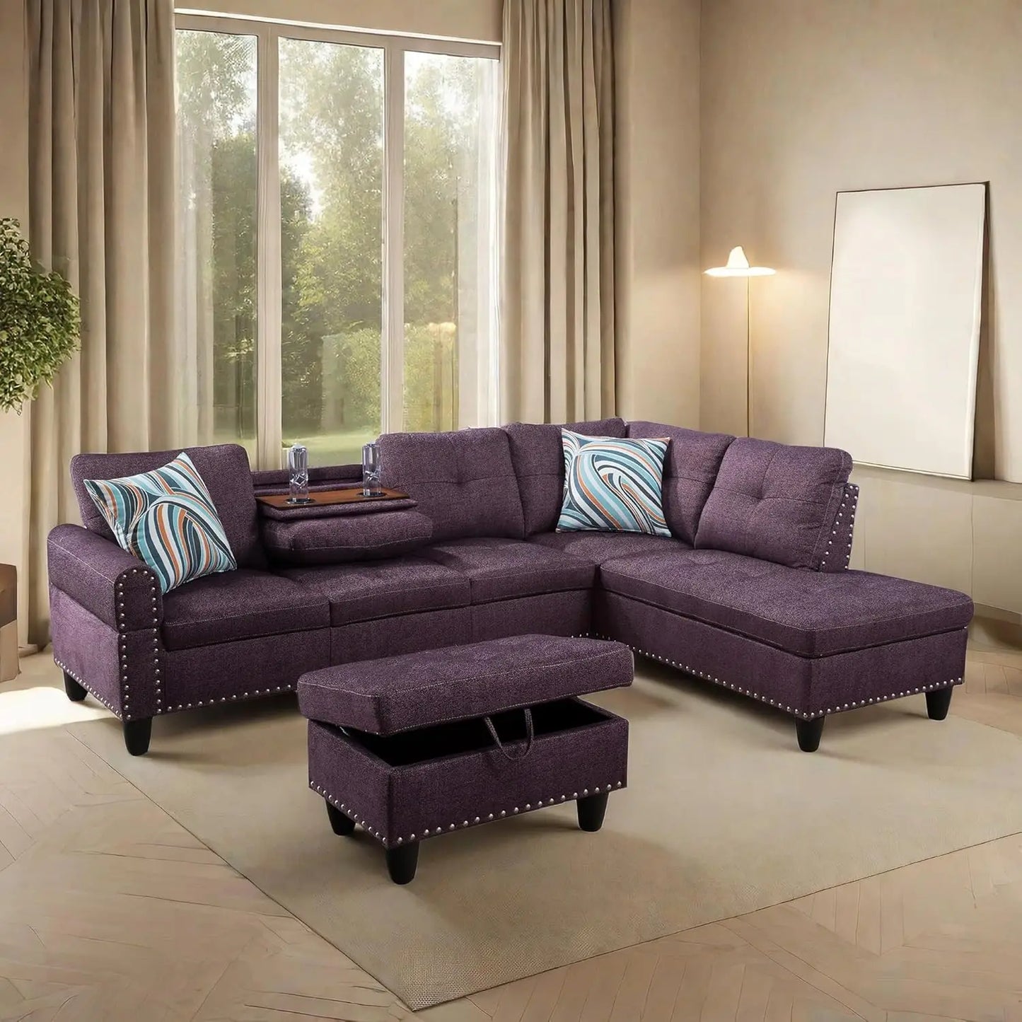 L Shaped Sofa With Ottoman Modern Sectional Couches