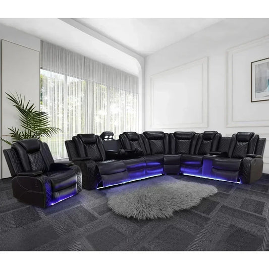 Power Recliner Sofa Sectional Couches With LED