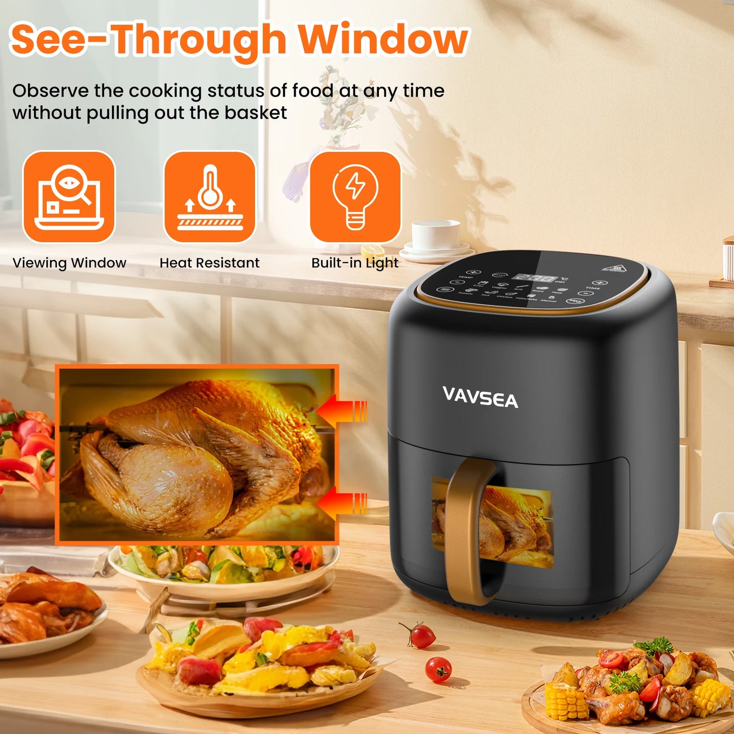 10-in-1 Air Fryer With Clear Window, 1600W Hot