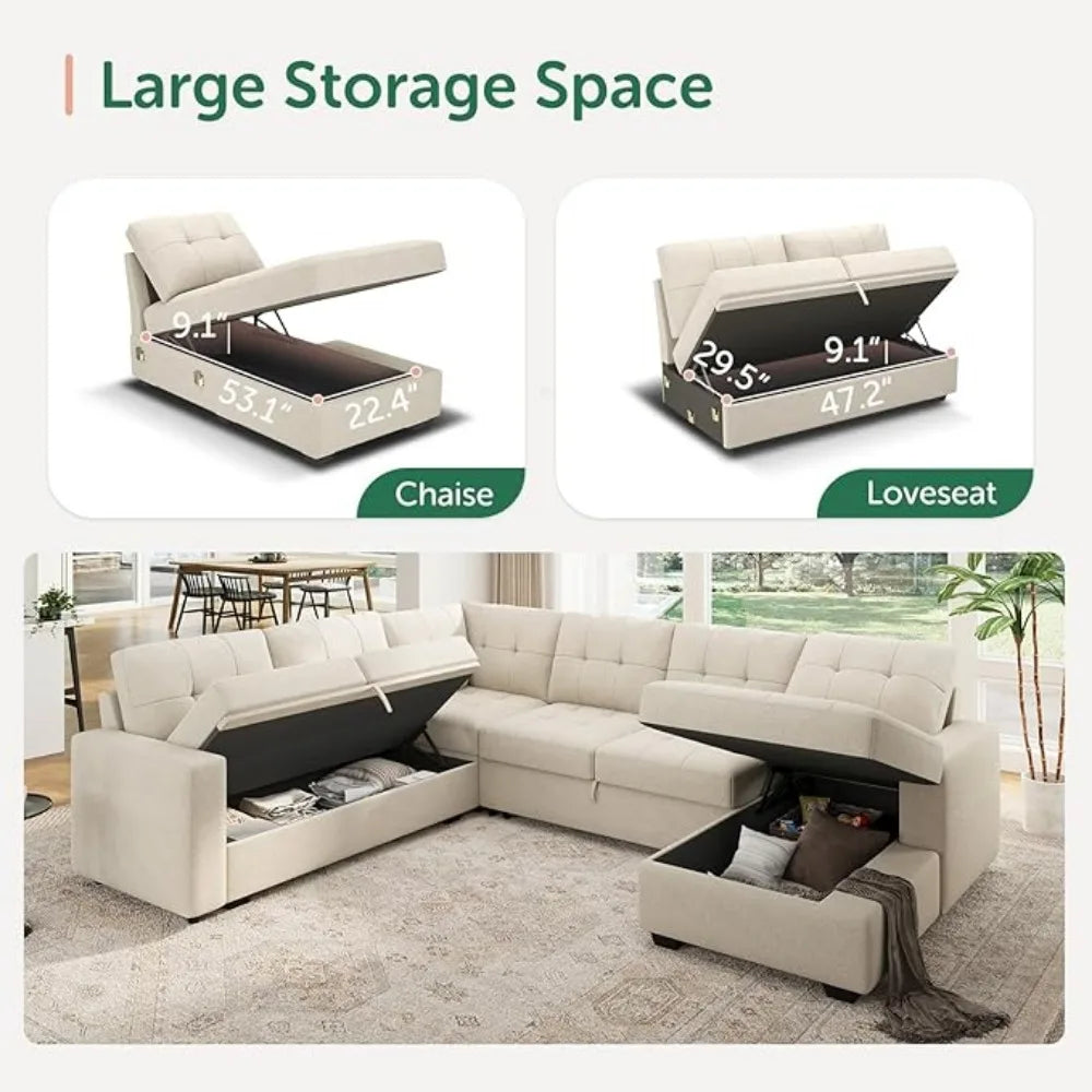 Sleeper Sectional Sofa with Pull Out Bed