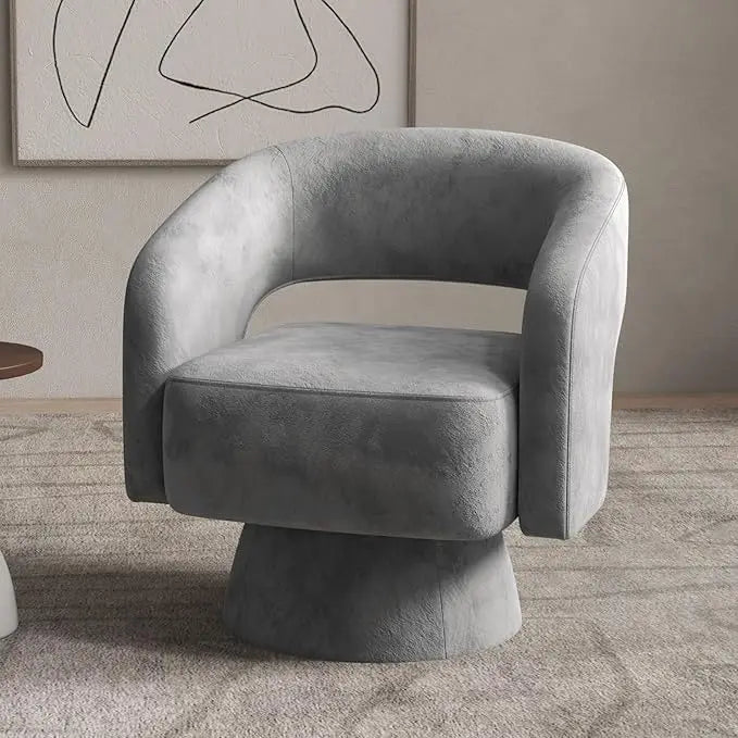 Home Swivel Barrel Chair, Velvet Accent Armchair