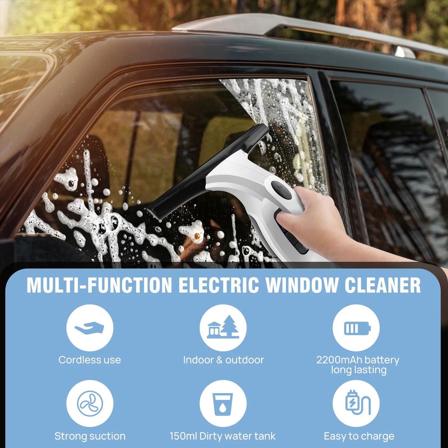 Cordless Window Vac Cleaner Rechargeable - 28cm Squeegee Element