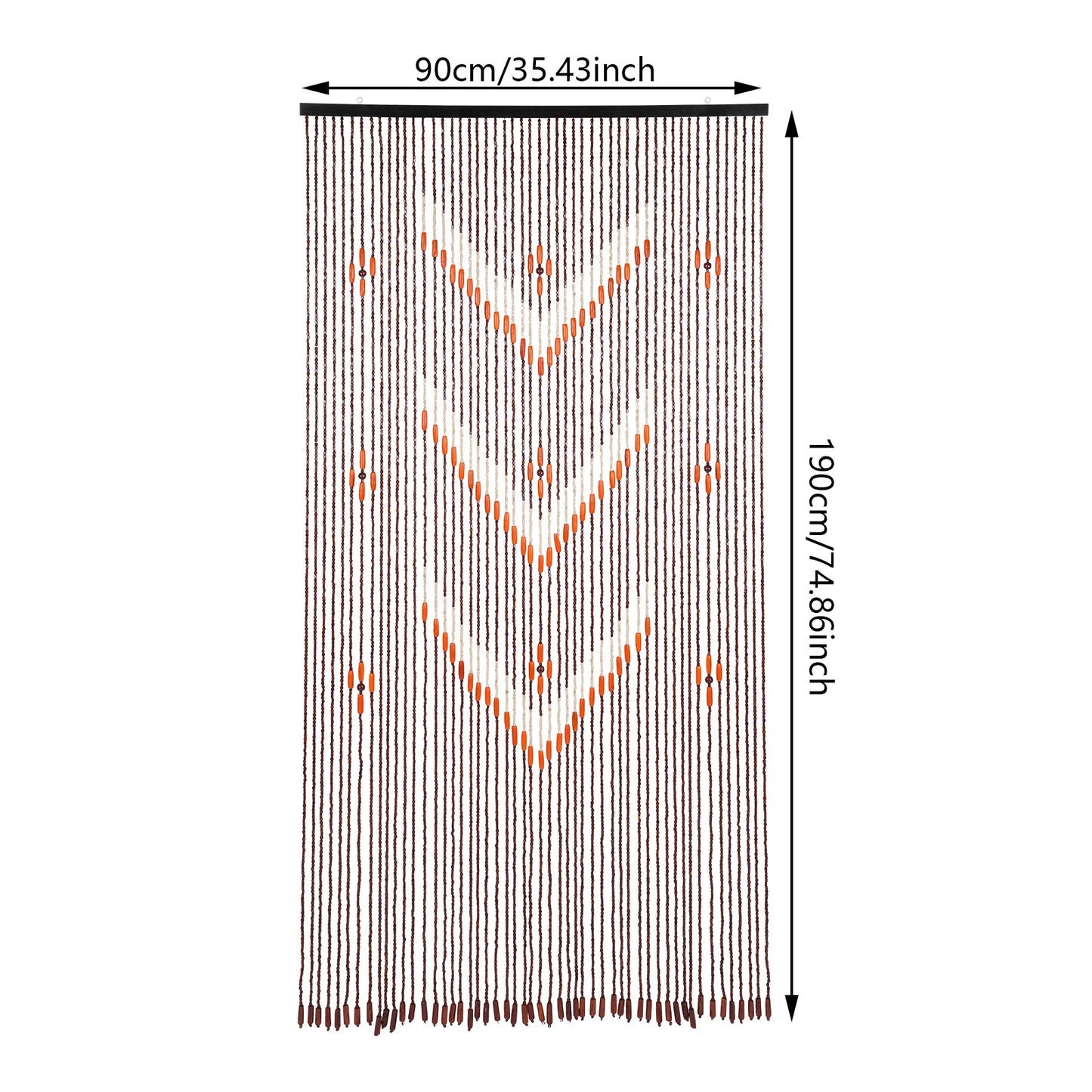 52-LineBamboo Wood Beaded Curtain, Bamboo and Wooden 