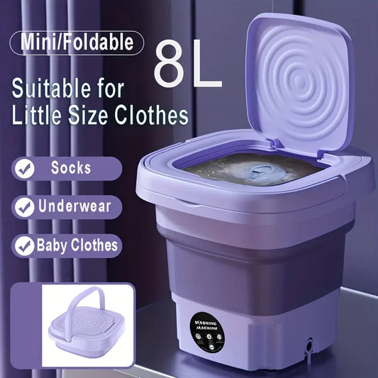 8L Portable Small Foldable Washing Machine With Spin