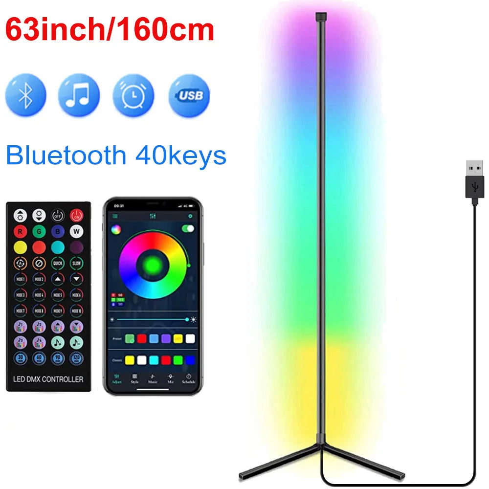 Smart Corner Floor Lamp Dimmable RGB LED Modern