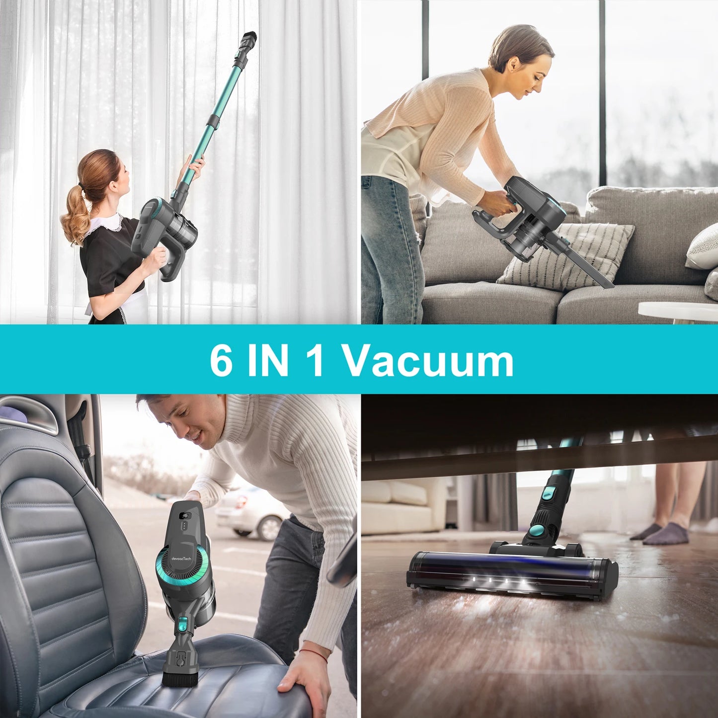 Cordless Upright Vacuum Cleaner, 20Kpa Ultra Lightweight Stick