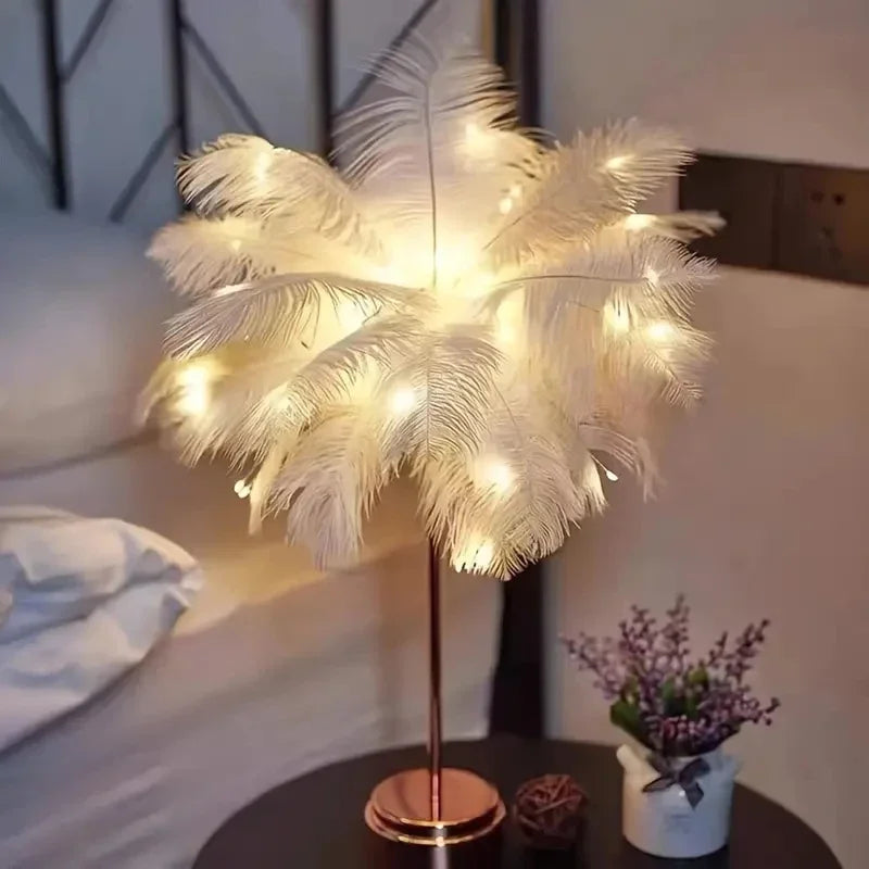 LED Night Light Feather Table Lamp Feather