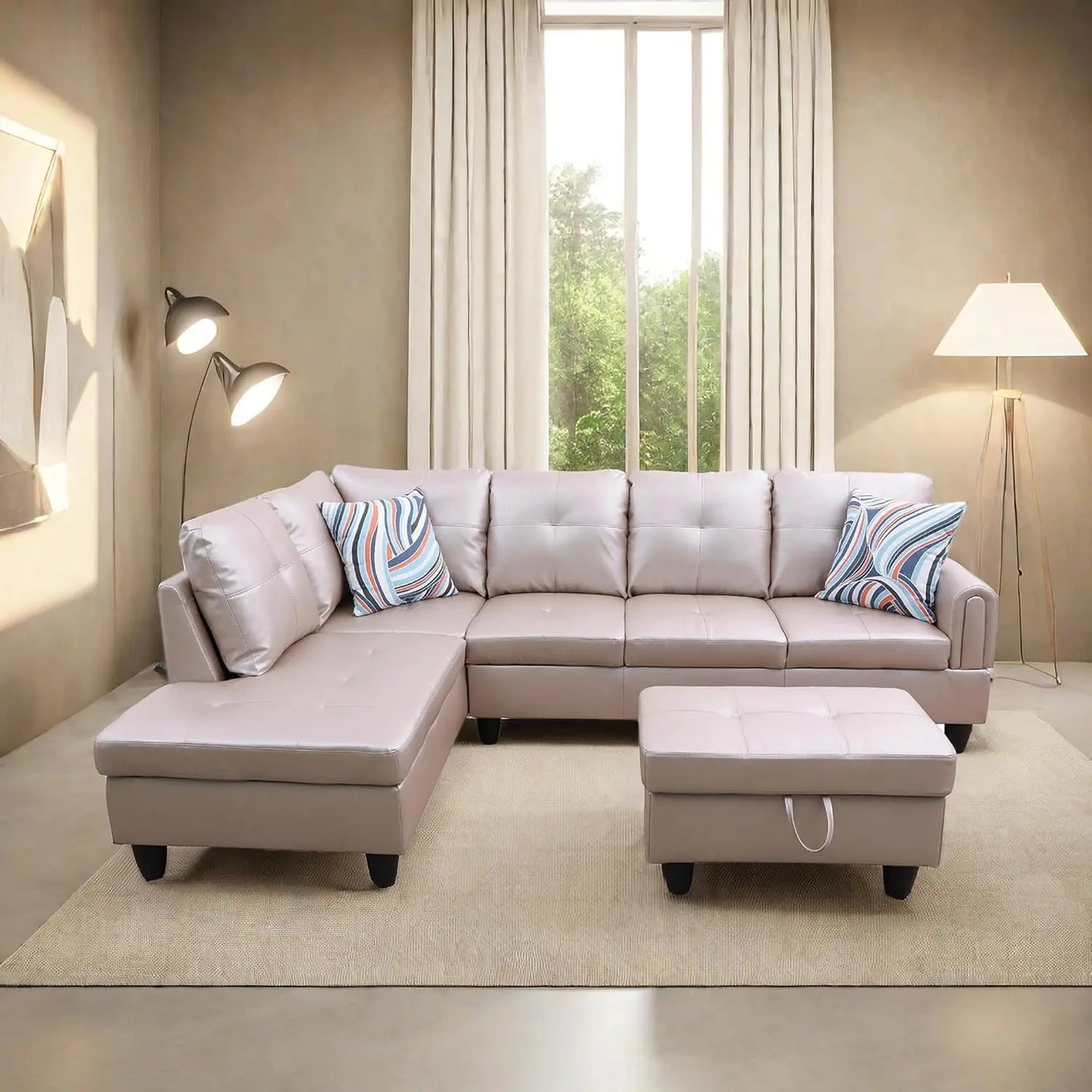 L Shaped Sofa With Ottoman Modern Sectional Couches