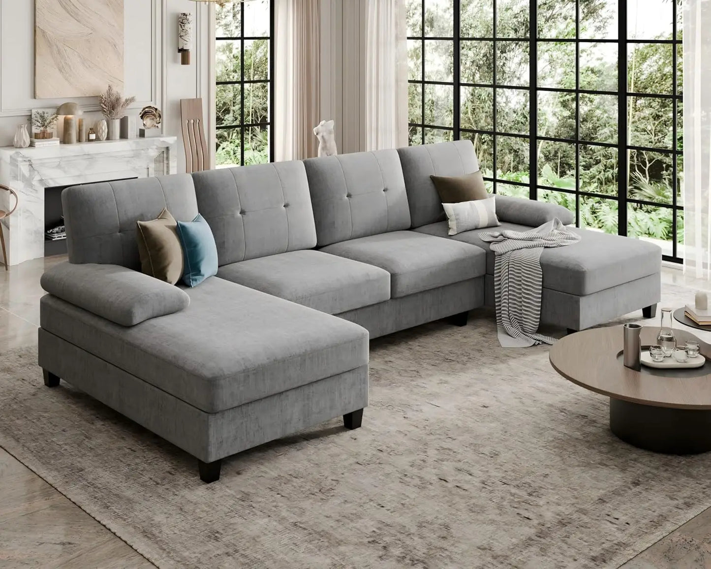 Sectional Sofa Couches For Living Room, 4 Seat