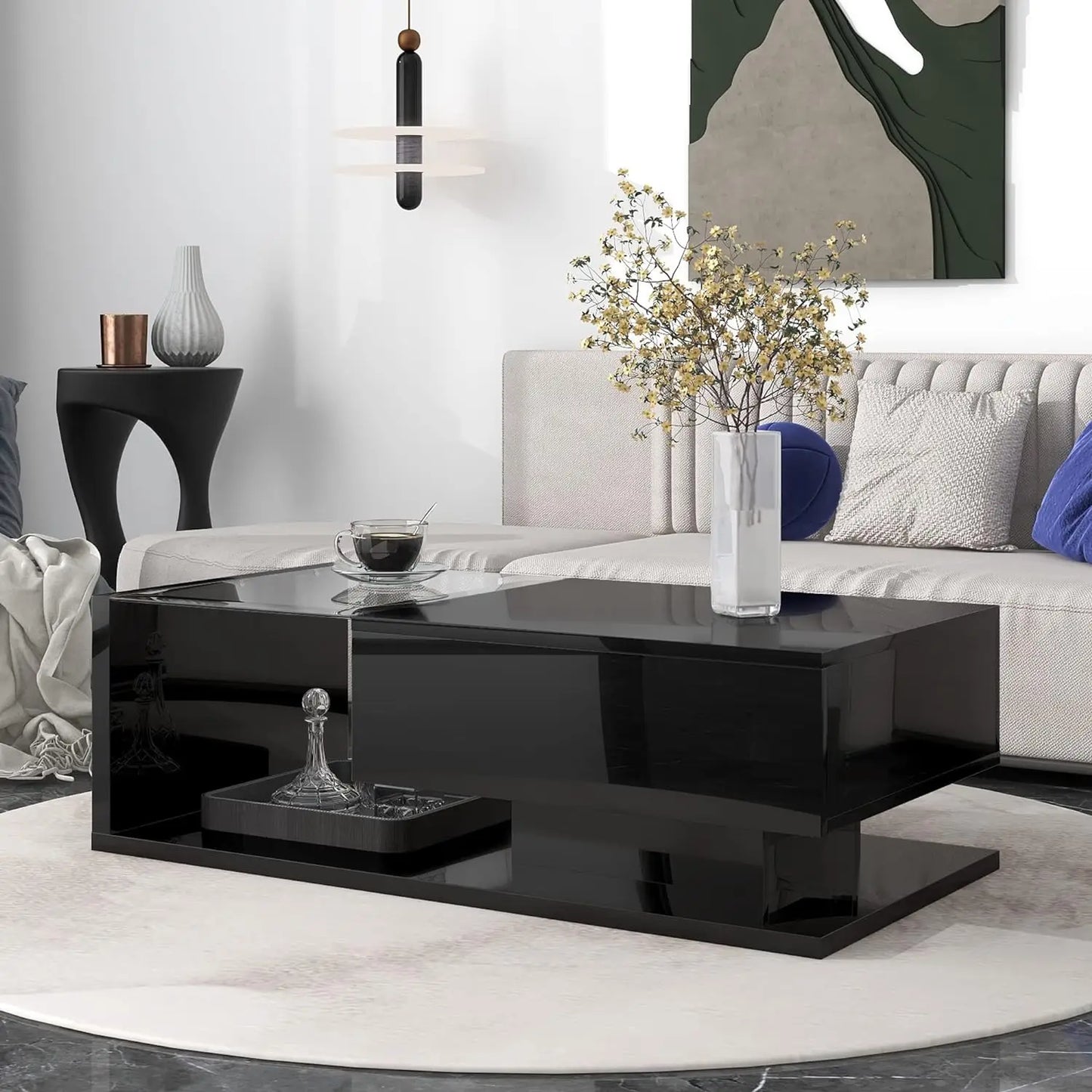 Coffee Table With Tempered Glass, Cocktail Table