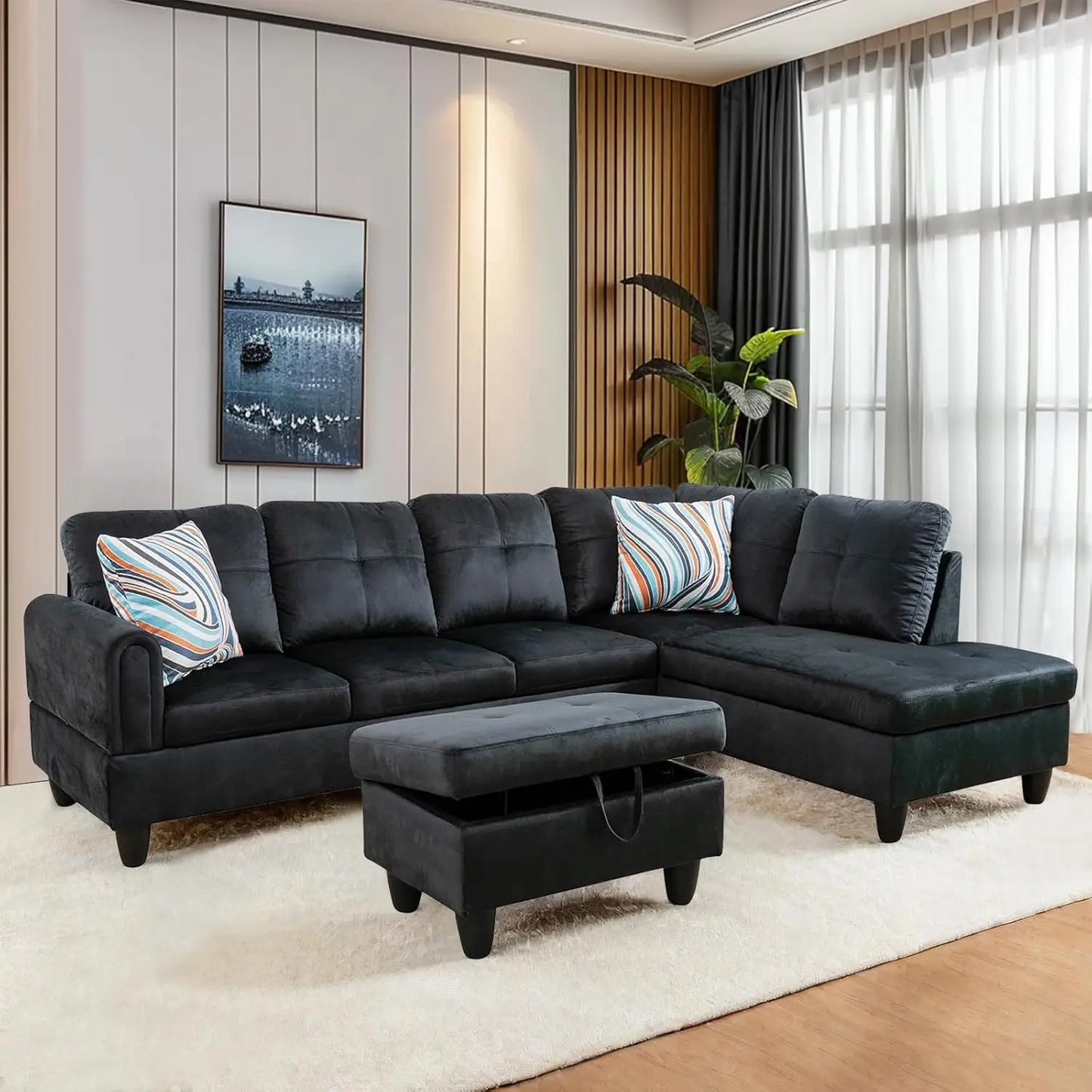 L Shaped Sofa With Ottoman Modern Sectional Couches