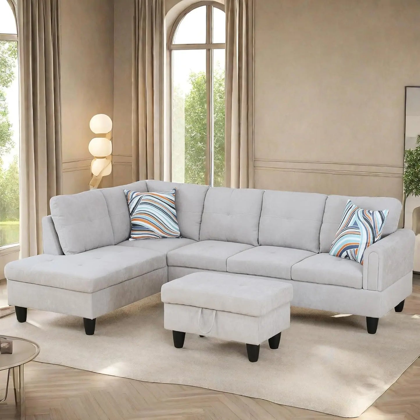 L Shaped Sofa With Ottoman Modern Sectional Couches