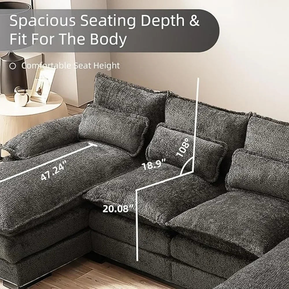 110"Sectional Sofa Couch For Living Room, Modern