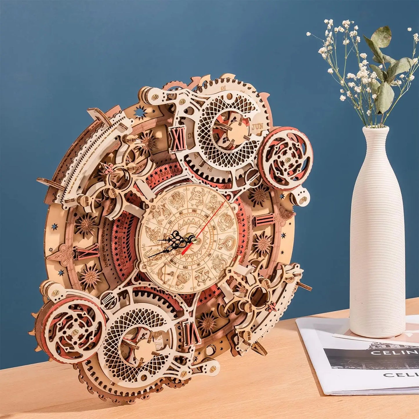 3D Wooden Puzzles Wooden Steampunk Clock Time