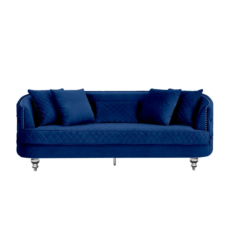 Velvet Upholstered Sectional Sofa, Modern Style Button