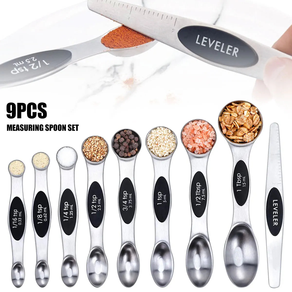 1-4Set Magnetic Measuring Spoons Set Double Head