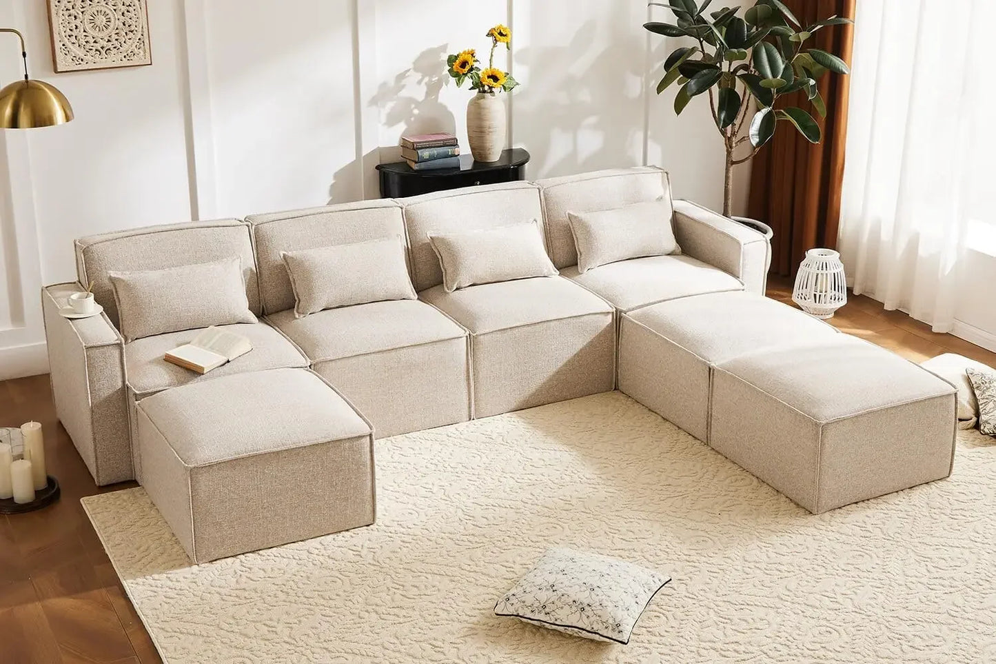 Shaped Modular Couch With Reversible Chaise, Luxury