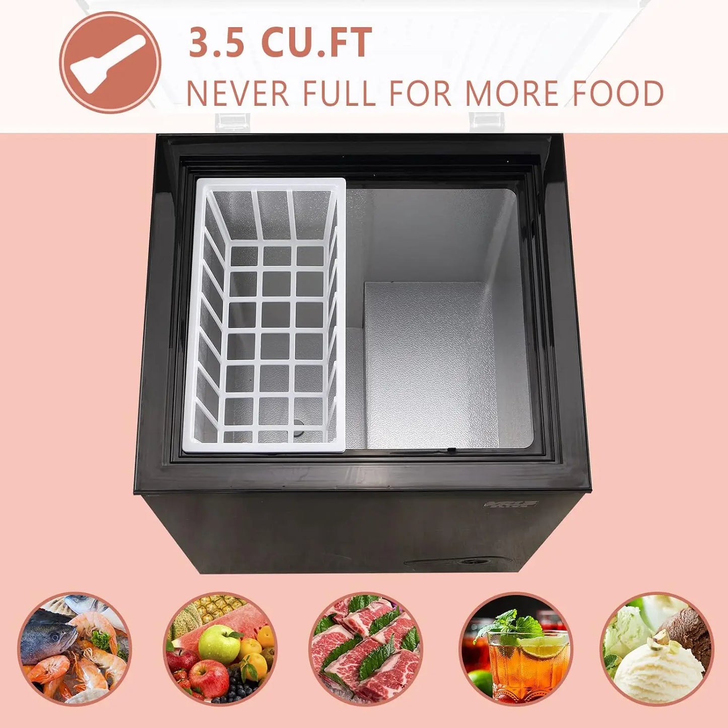 3.5 Cu.Ft Compact Chest Freezer With Removable Basket Top