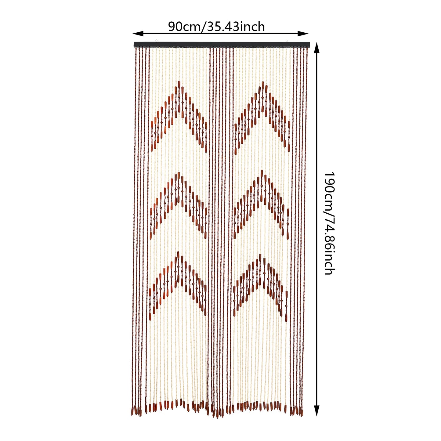 52-LineBamboo Wood Beaded Curtain, Bamboo and Wooden 