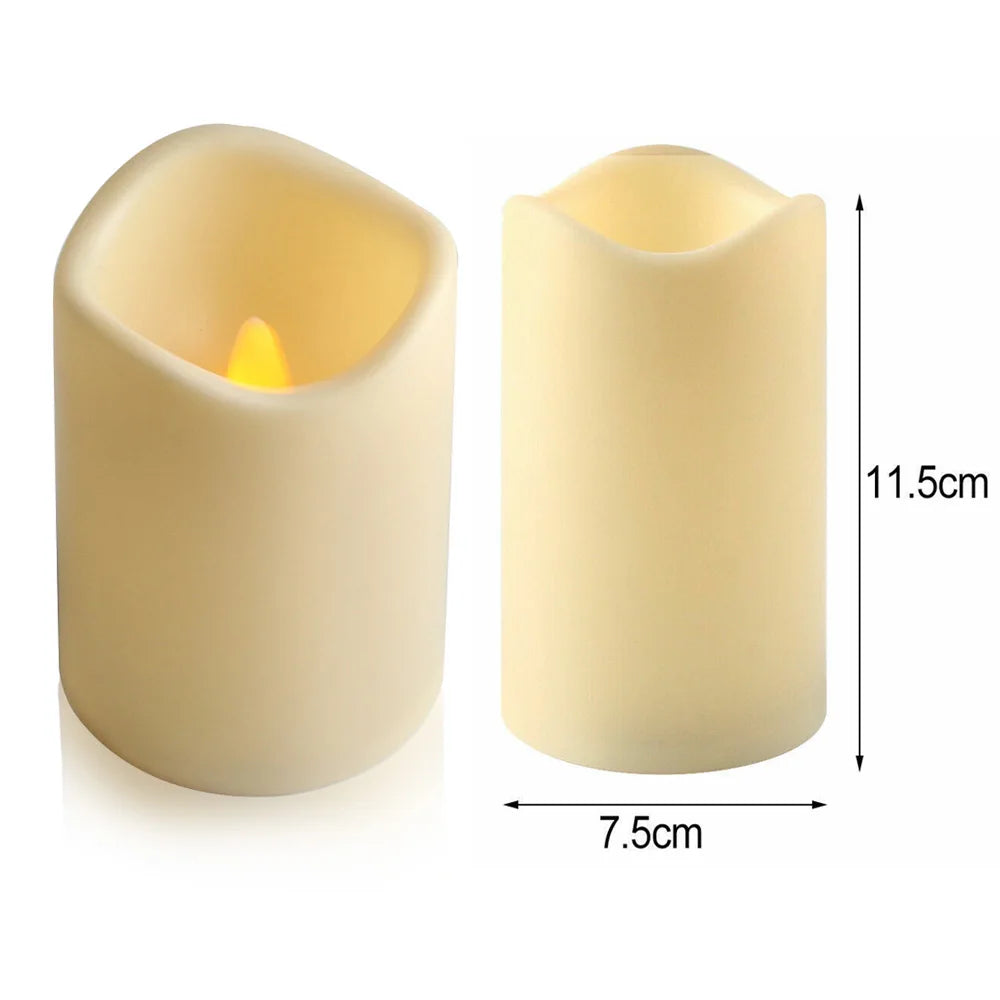 2PCS Flickering Flameless Resin Pillar LED Candle