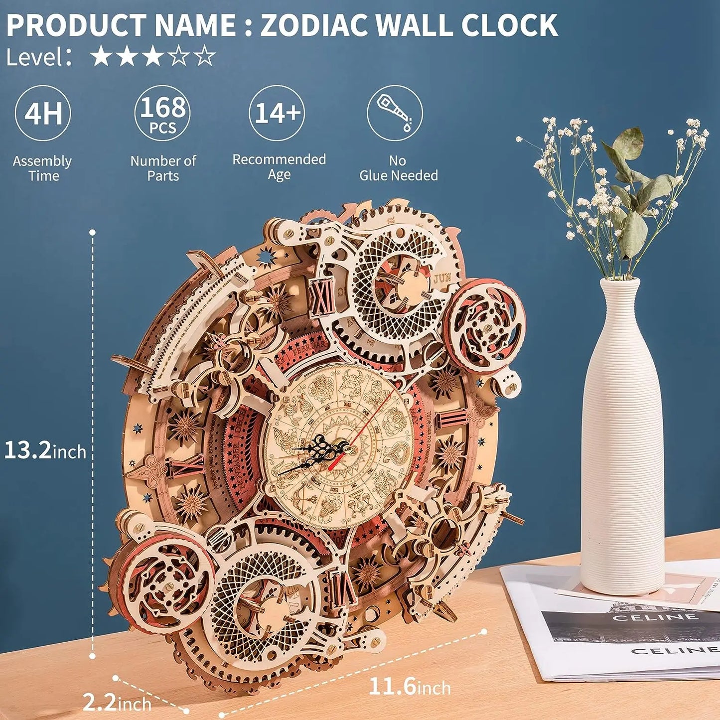 3D Wooden Puzzles Wooden Steampunk Clock Time