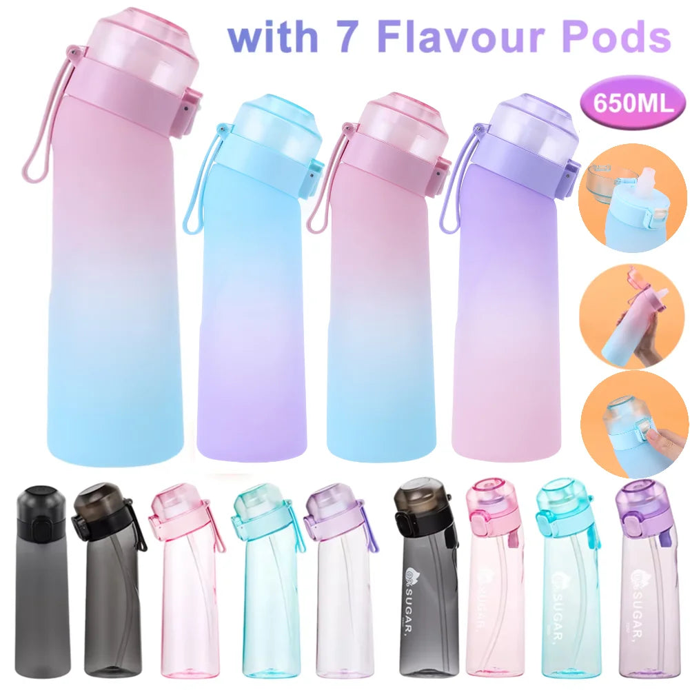 650ML Fragrant Water Bottle With Straw Fruit Scent