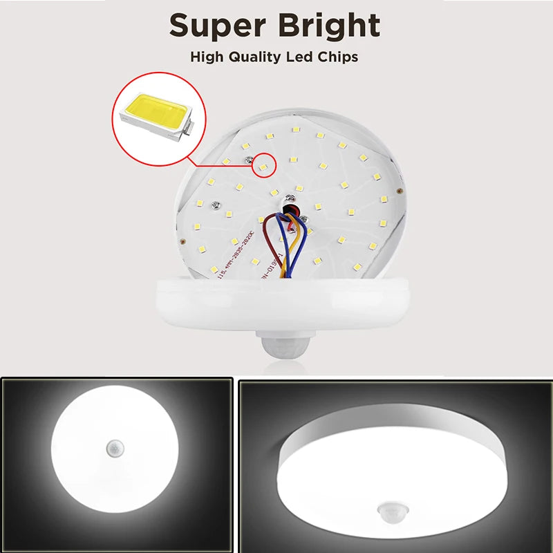 Motion Sensor PIR LED Ceiling Lamp 110V 220V Corridor