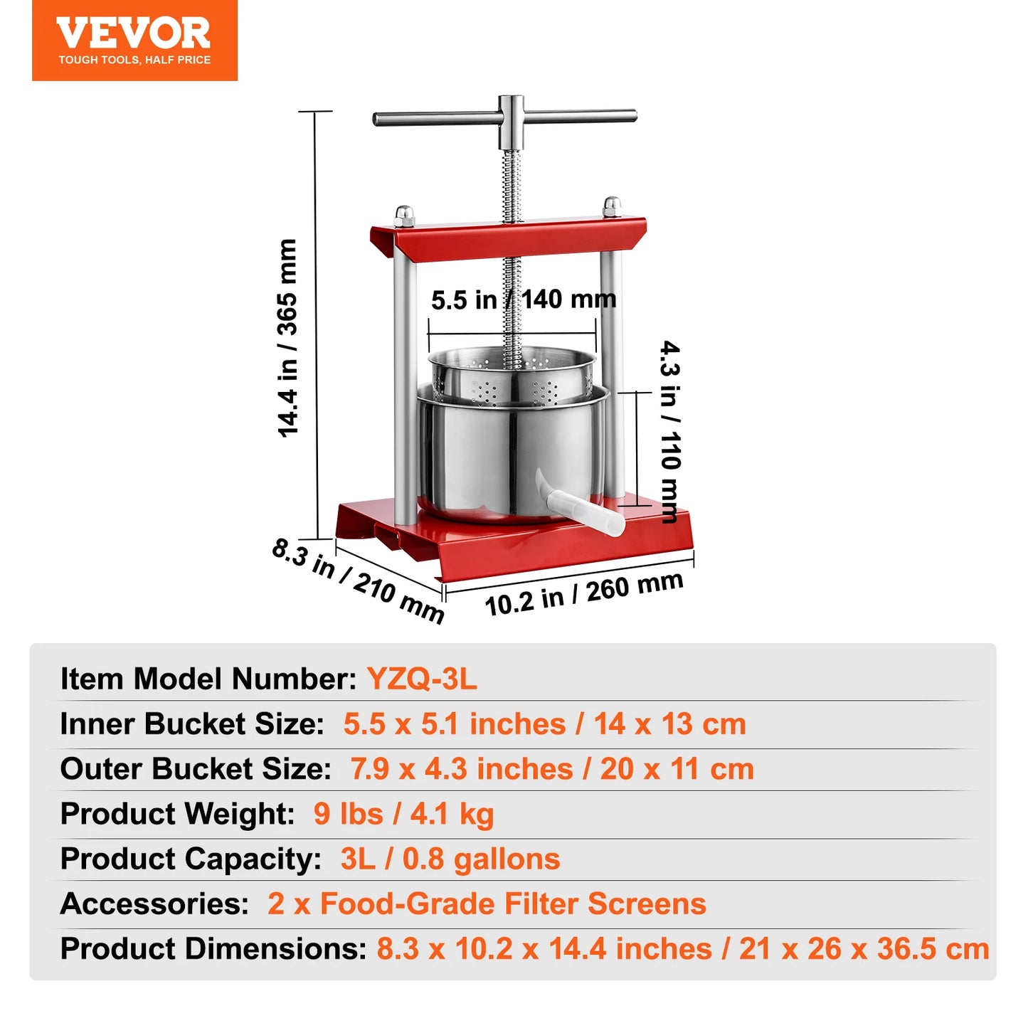 Manual Fruit Press Stainless Steel Household Manual