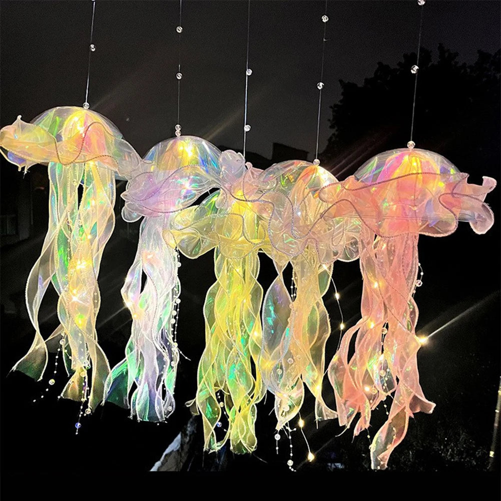 Jellyfish Lamp Portable Flower Lamp Jellyfish Wind Chimes Bedroom Night Light Hanging Lantern Home Decoration Girl Birthday Gift