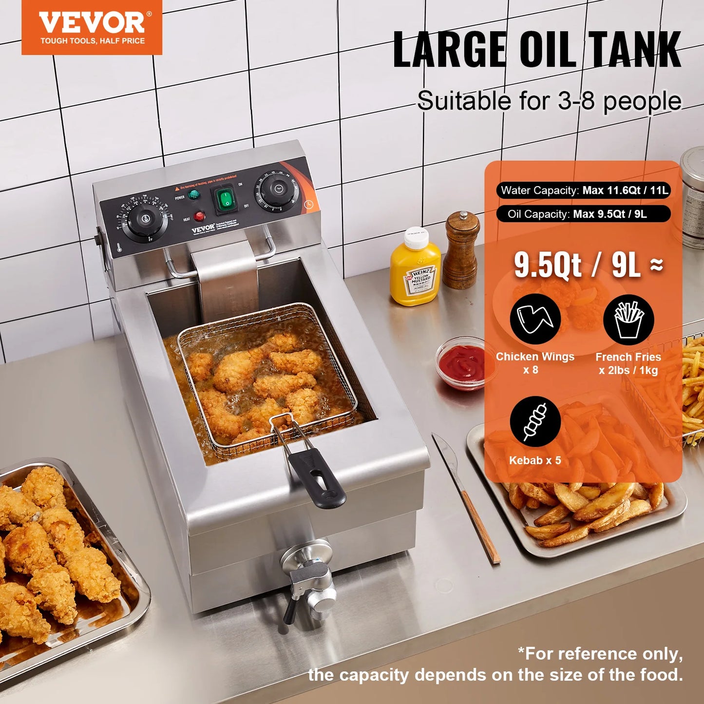 Commercial Deep Fryer Electric Countertop Fryer with