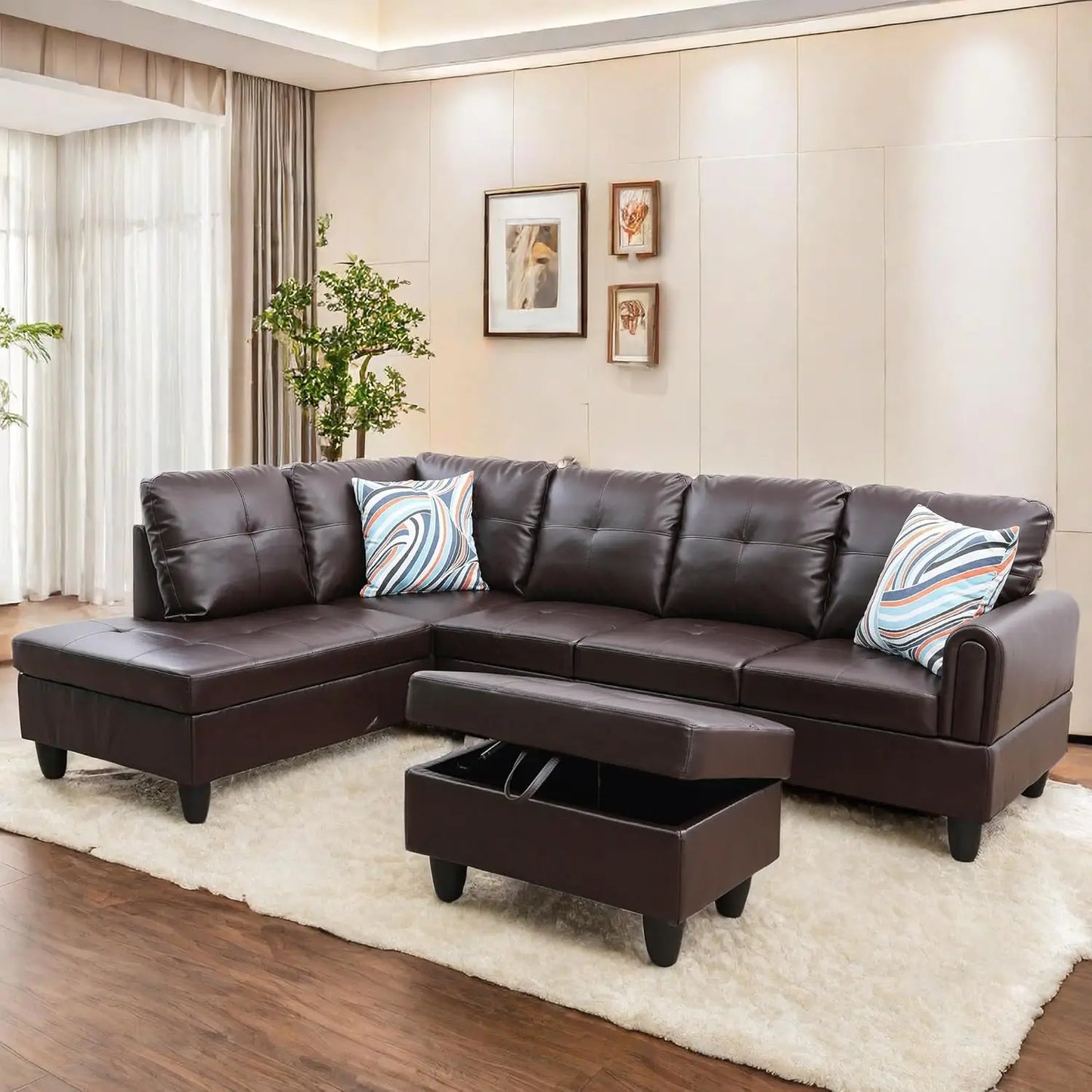 L Shaped Sofa With Ottoman Modern Sectional Couches