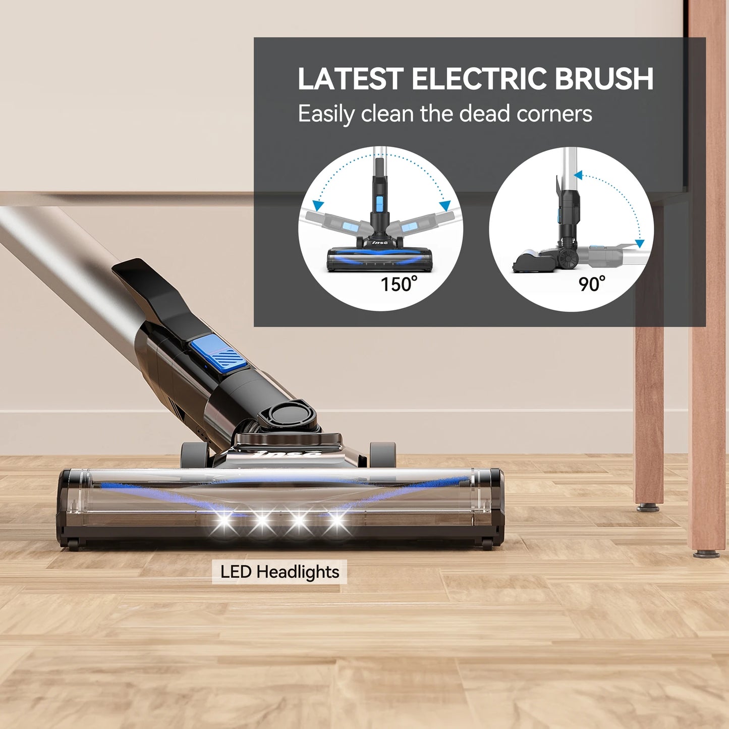 Wireless Vacuum Cleaner 20Kpa Suction Power, Removable Battery