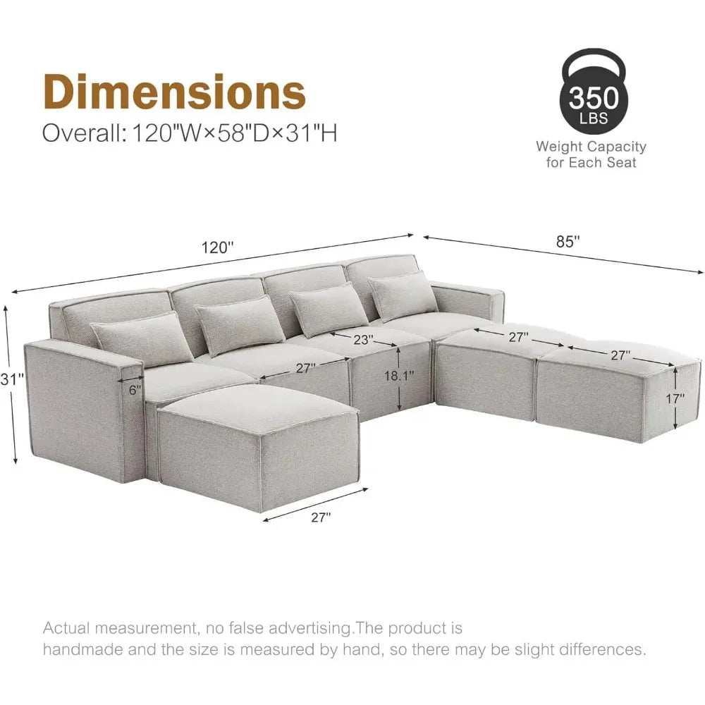 Shaped Modular Couch With Reversible Chaise, Luxury