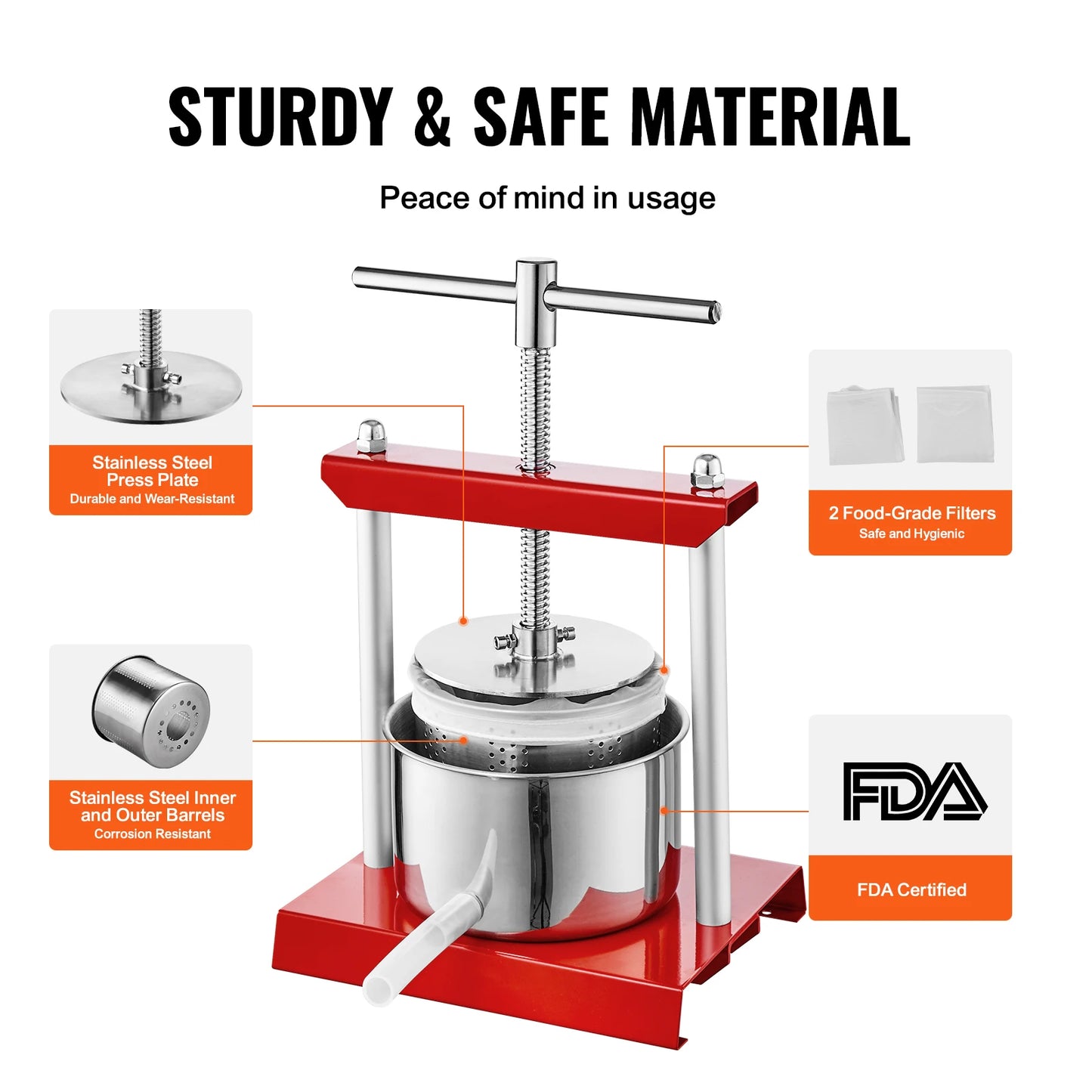 Manual Fruit Press Stainless Steel Household Manual