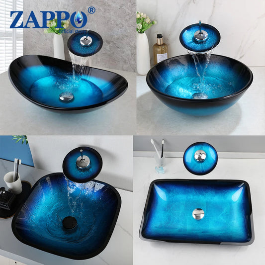 Tempered Glass Bathroom Vessel Sink With