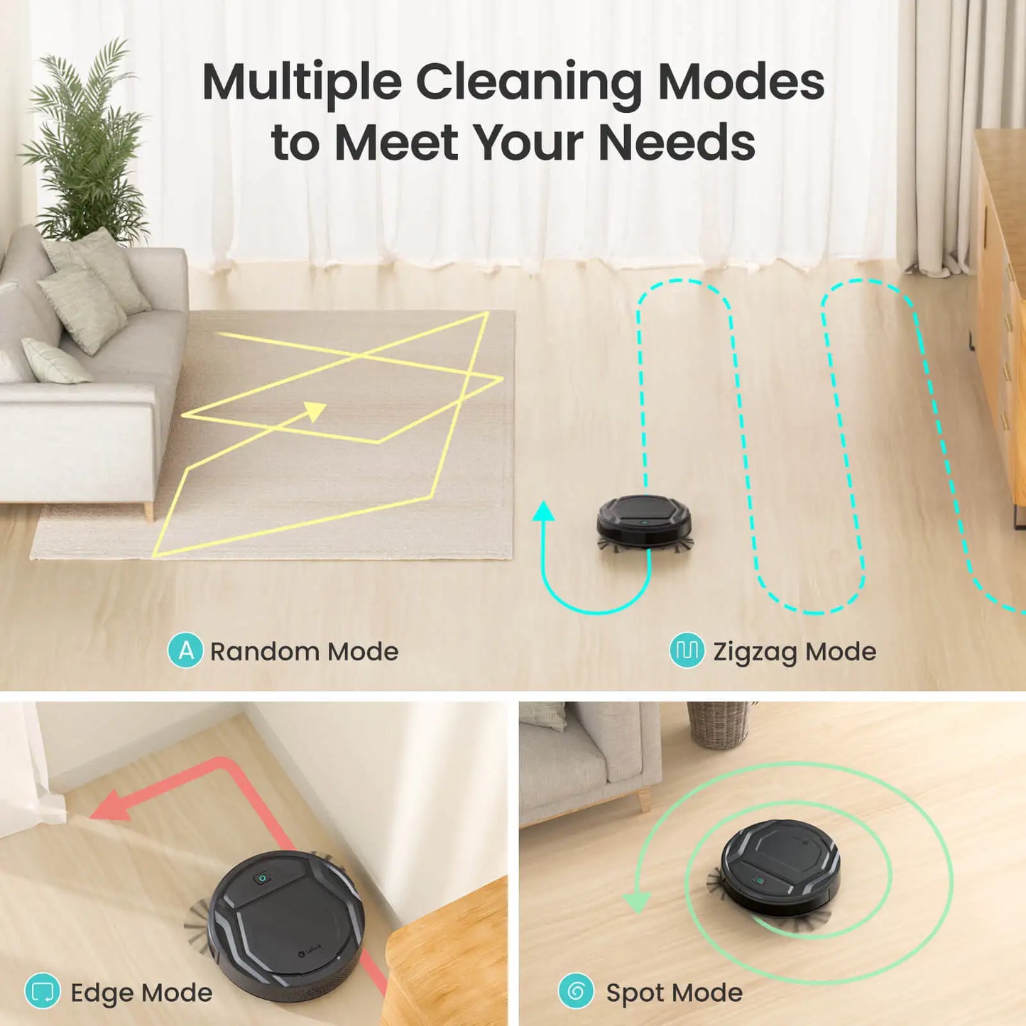 Robot Vacuum Cleaner Powerful Suction, 120 Mins Runtime