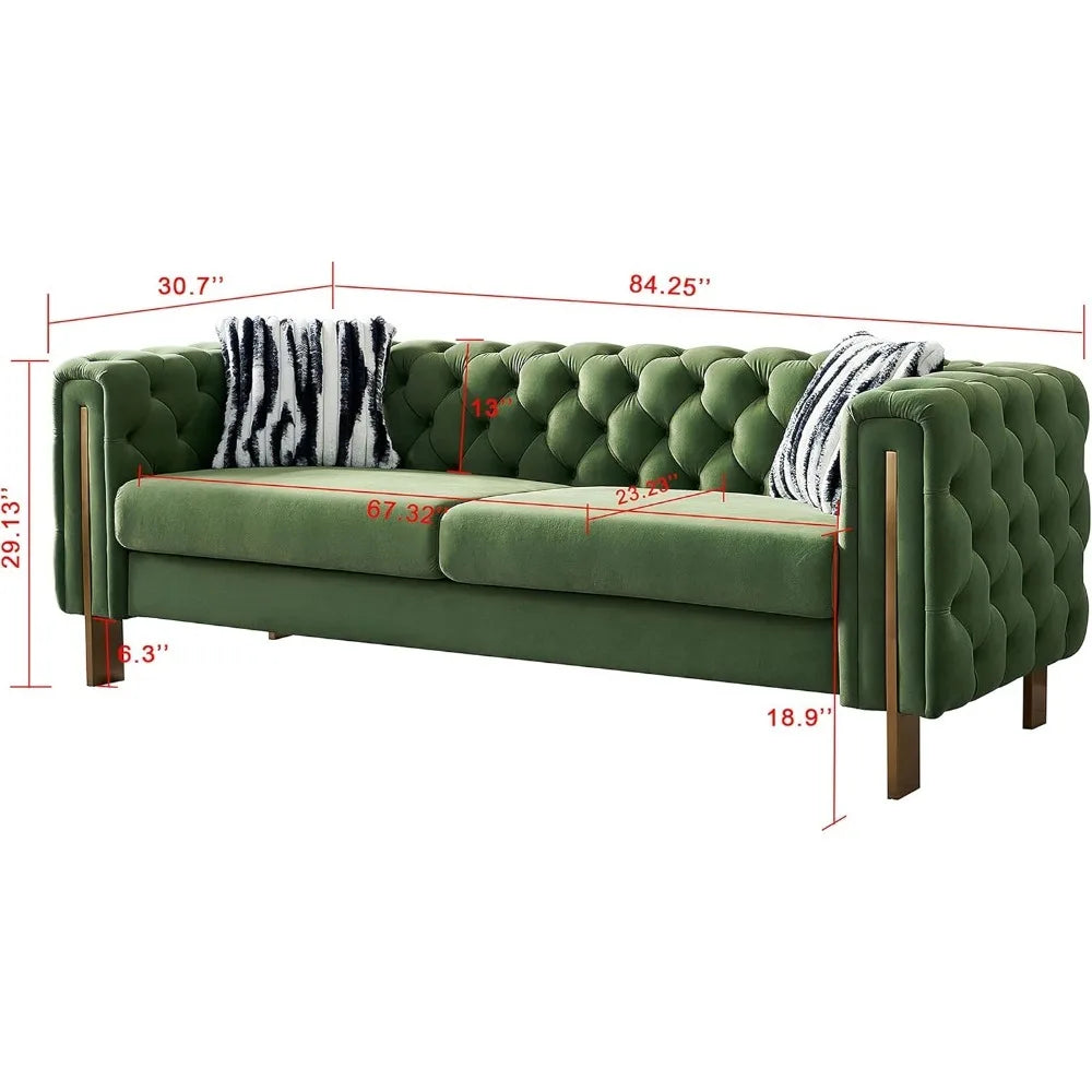 Modern Velvet Sofa For Living Room, 84 Inches