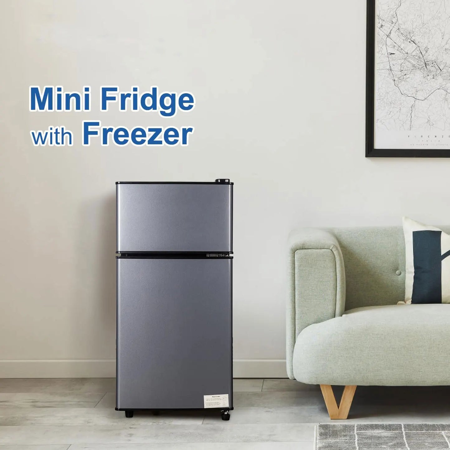 Mini Fridge With Freezer, 2.9 Cu.Ft Small Fridge, Energy