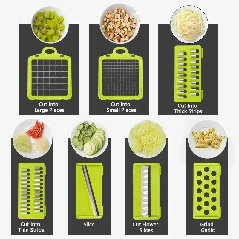 14/16 in 1 Multifunctional Vegetable Chopper Handle Food Grate